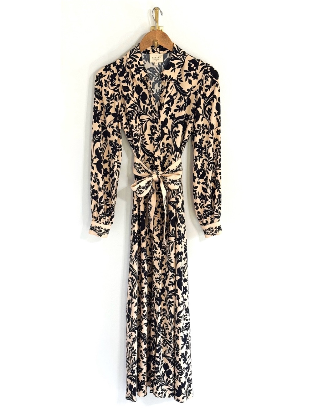 NWOT Sezane Maxi Floral Long-Sleeve Fernanda Shirt Dress - Picture 2 of 8